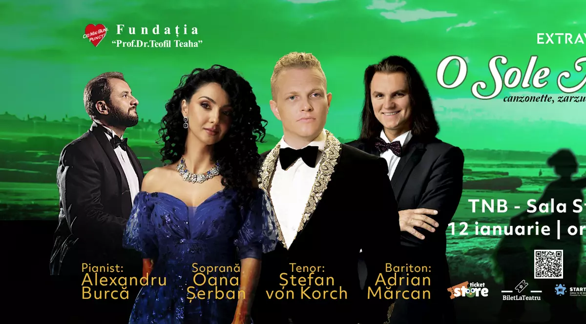 Recitalul „O SOLE MIO” cu tenorul ŞTEFAN von KORCH şi invitaţii va fi găzduit pe 12 ianuarie la Sala Studio a Teatrului Naţional din Bucureşti