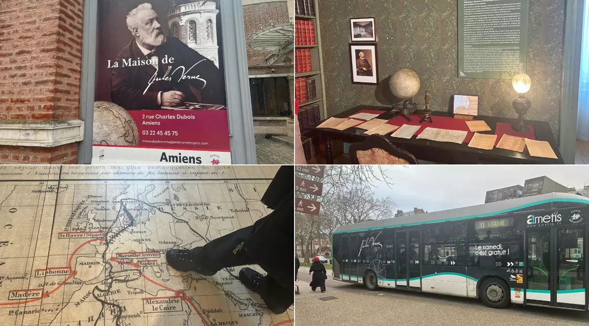 Legătura dintre casa lui Jules Verne din Amiens și București. „Ocolul Pământului” prin orașul unde autobuzele au pe ele poza scriitorului despre care se spune că s-a iubit cu o româncă