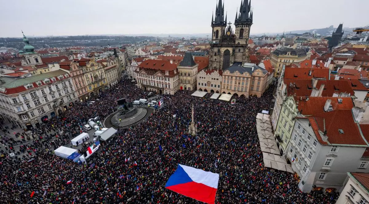 Demonstrație în sprijinul președintelui ceh Pavel la Praga, Cehia, 1 februarie 2026