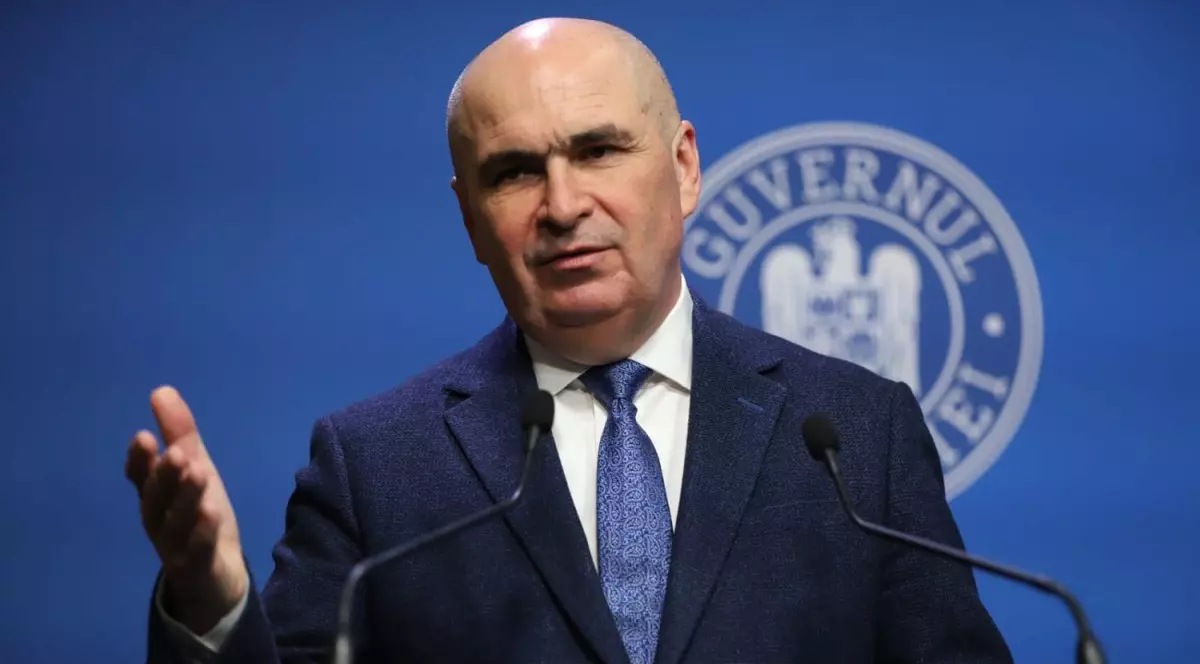 Premierul Ilie Bolojan la o conferință de presă.