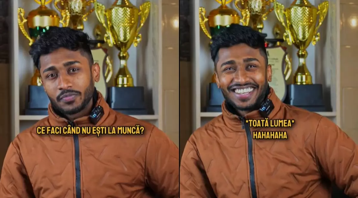 Un colaj format din două fotografii în care apare un bărbat srilankez cu o haină maro