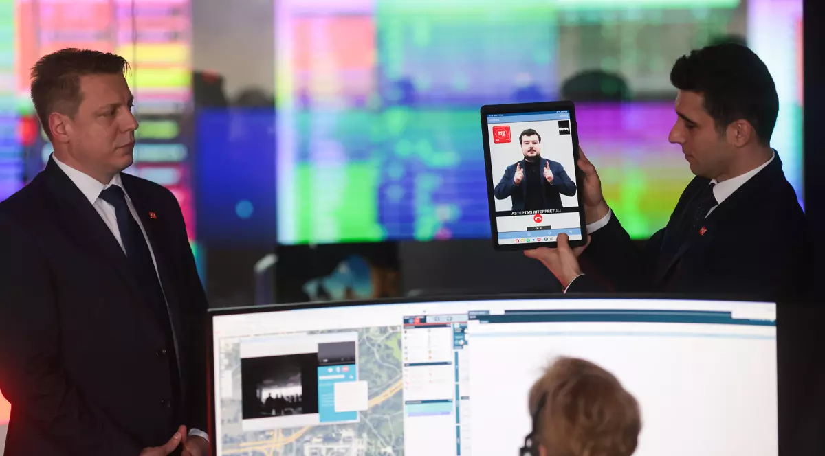 Reprezentanţi ai Serviciului de Telecomunicaţii Speciale susţin declaraţii de presă despre prezentarea dezvoltărilor tehnologice cu ocazia implementării în România a Next Generation 112, în București, 10 februarie 2026. Inquam Photos / George Călin