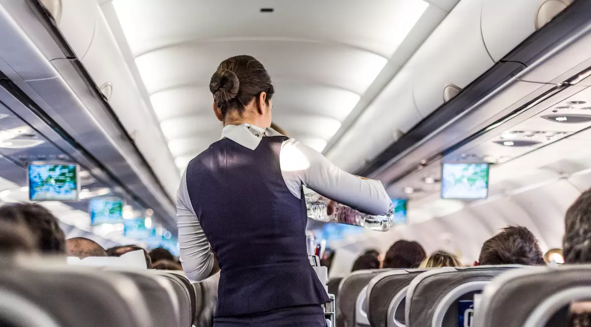 O stewardesă în avion