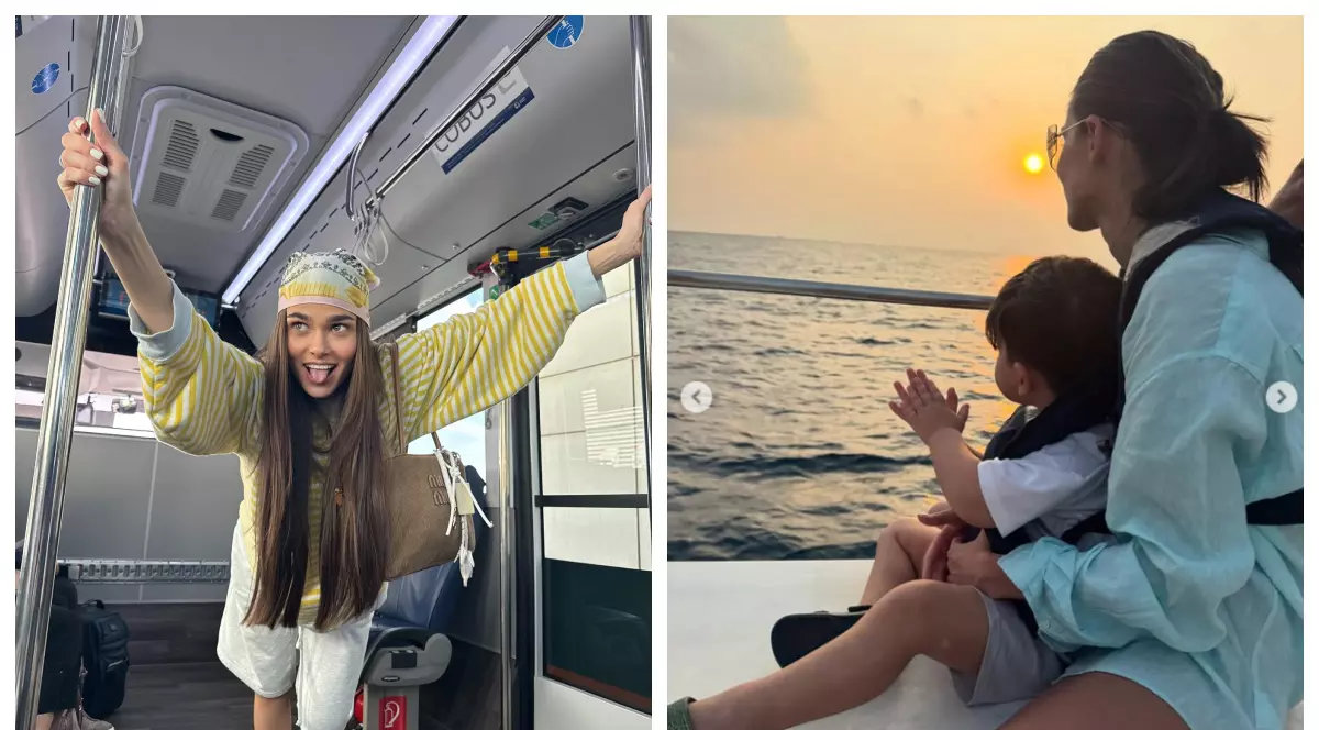 Theo Rose, surprinsă de fiul ei, Sasha. „Tata îl antrenează la fotbal și la box. Noi încercăm să corectăm chestia asta”