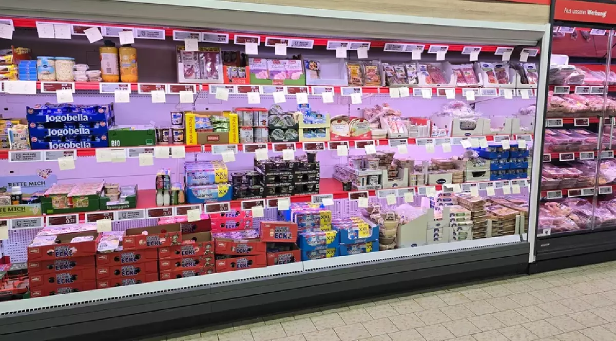 Raft frigorific Lidl Germania, cu bilețele lipite, după inventar