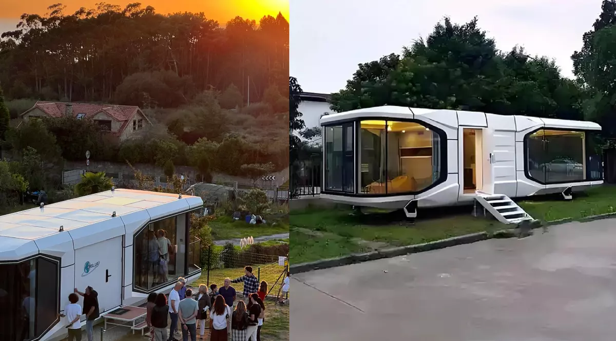 mai multi oameni la vizionarea casei modulare importate din China// Casa capsula