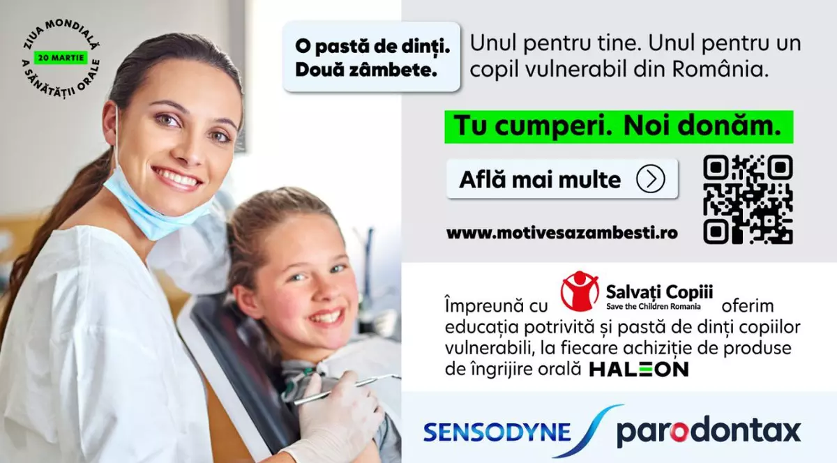Mii de copii din comunități vulnerabile vor primi produse de igienă orală și sesiuni de informare, printr-un parteneriat între Haleon România și Salvați Copiii