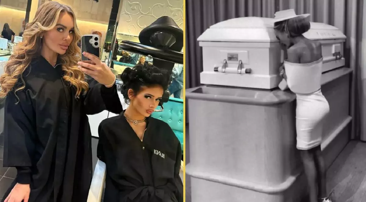 Influencerița Sophie a făcut o ședință foto lângă sicriul fiicei sale: „Este dezgustător să cauți atenție în astfel de situații”