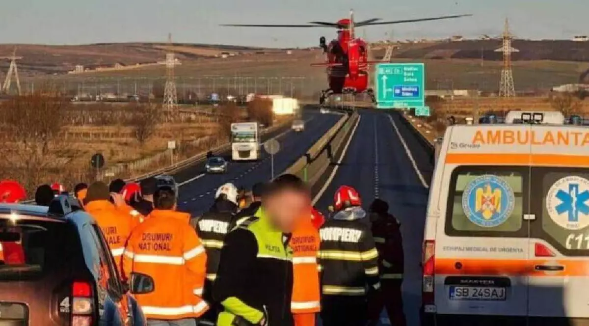 Accident grav pe A1, a fost chemat elicopterul SMURD