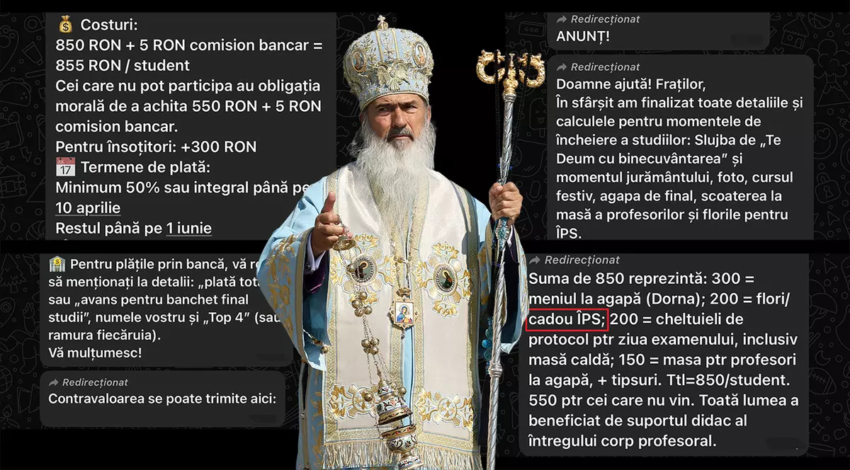 Cadou obligatoriu pentru ÎPS Teodosie: 200 de lei de student, la festivitatea de absolvire. Organizator: „Cei care nu pot participa au obligația morală de a achita 550 de lei”