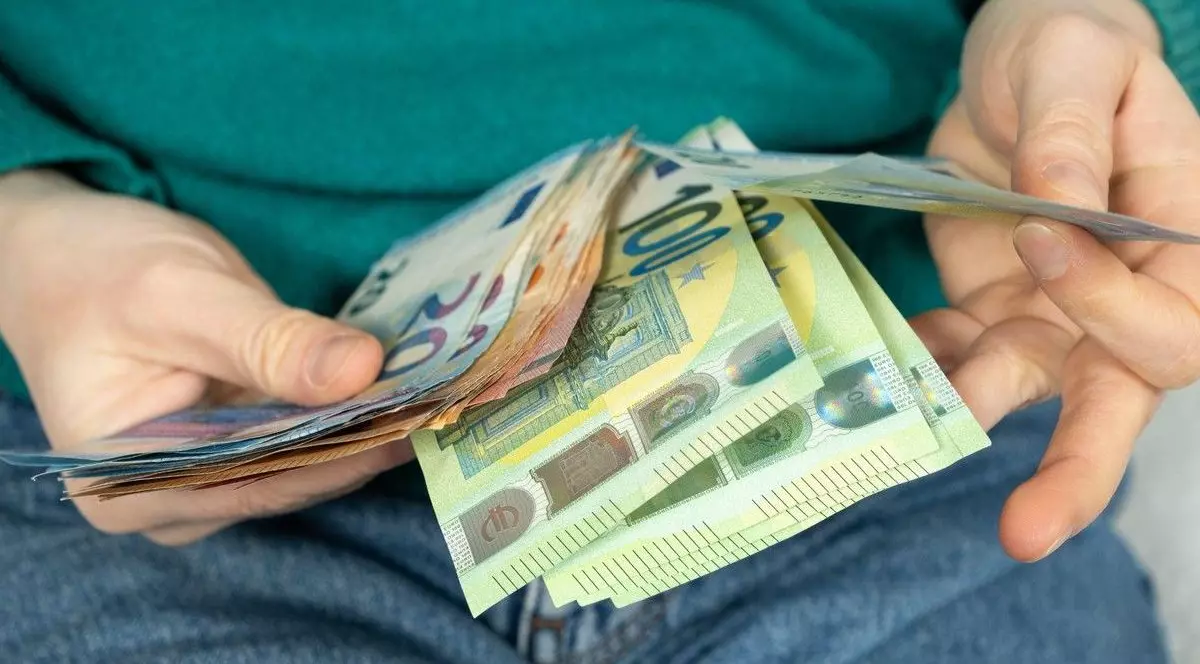 Mâini care țin și numără euro. Imagine cu caracter ilustrativ. Foto Profimedia.