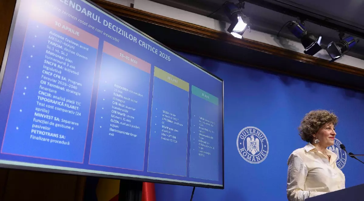 Vicepremierul Oana Gheorghiu a prezentat un bilanț privind reforma companiilor de stat.