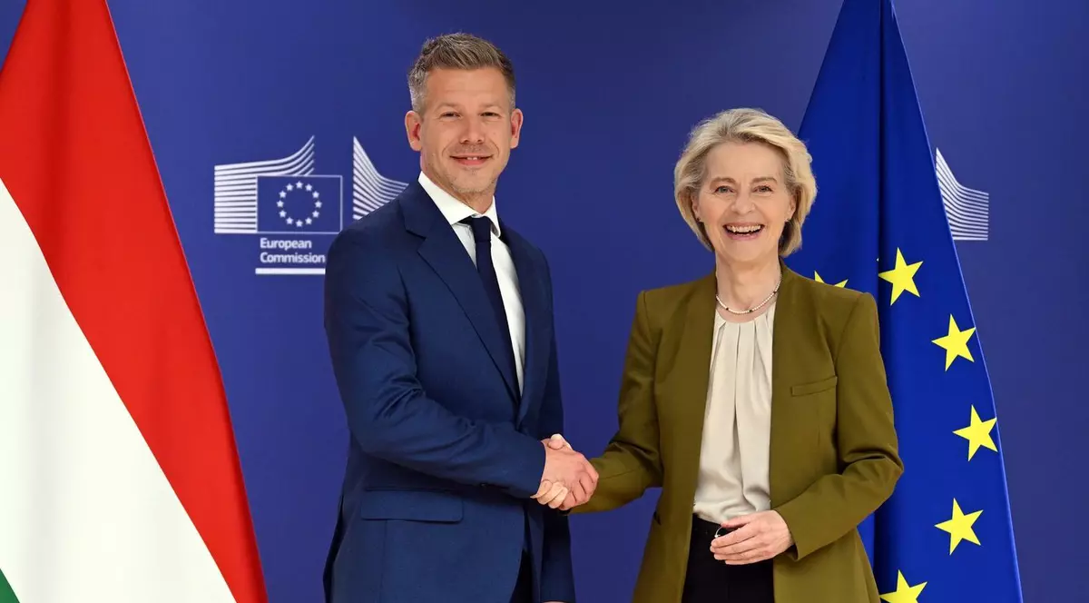 Peter Magyar (stânga), primit de Ursula von der Leyen, la sediul Comisiei Europene Foto: Profimedia
