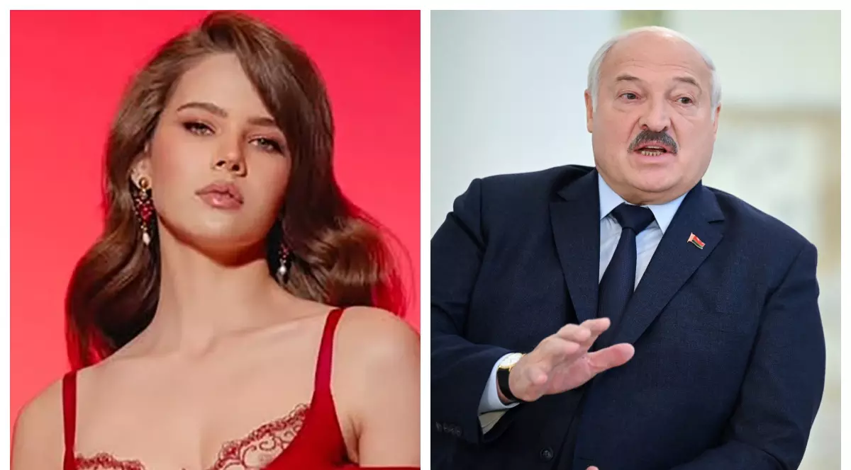 Colaj din două poze cu Alexander Lukashenko și iubita sa mai tănără, Aliya Korotkaya.