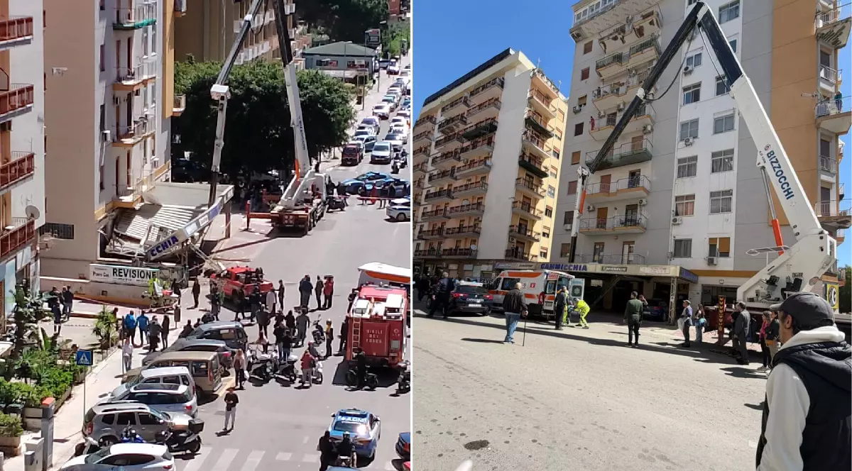 Doi bărbați s-au prăbușit în gol aproximativ 25 de metri, de la etajul 10, unde lucrau la fațada unui apartament din Palermo