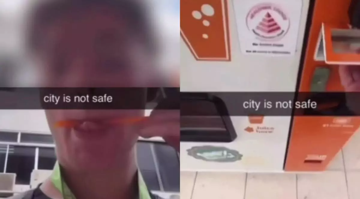 Colaj cu un tanar care tine in gura un pai portocaliu si un aparat automat de suc natural de portocale