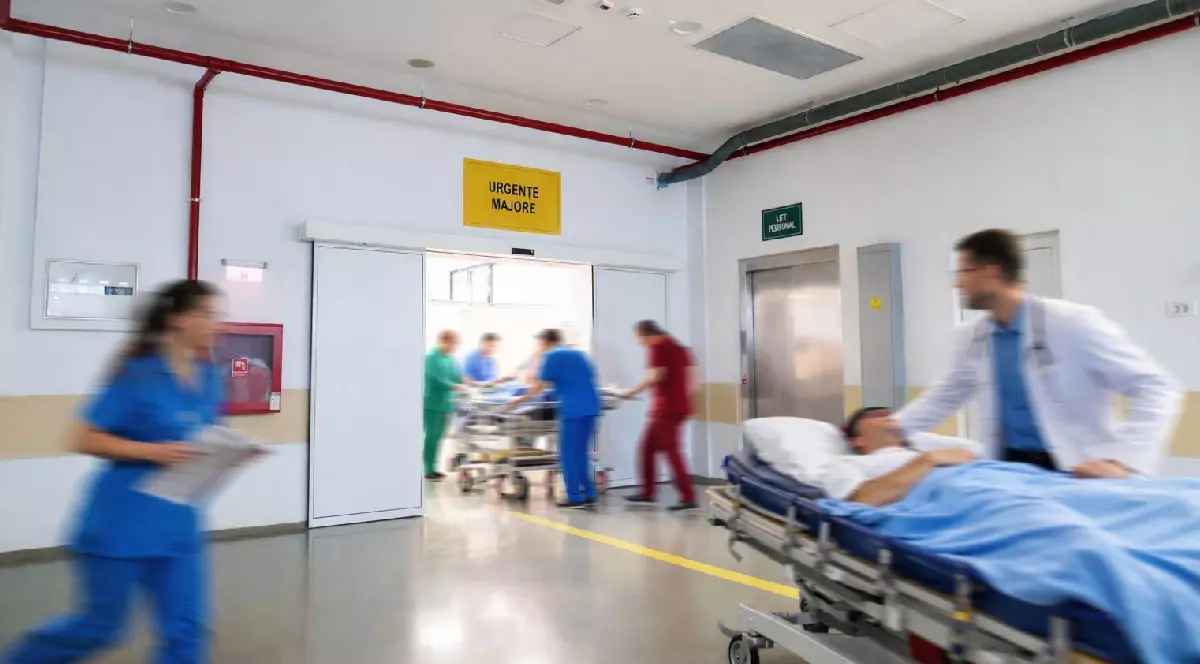 Pacient dintr-un spital dus la Urgențe Majore de către un medic