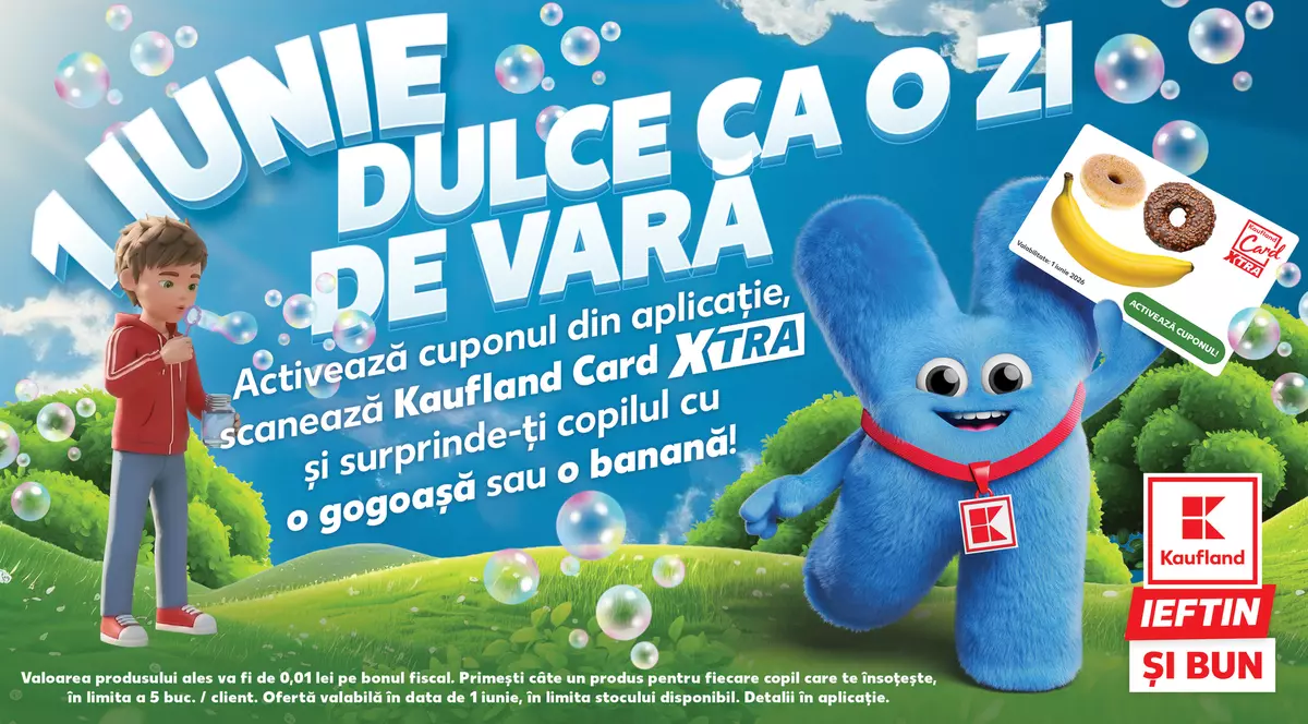Kaufland celebrează Ziua Copilului cu surprize dulci la doar 1 ban prin Kaufland Card XTRA și reduceri de până la 50% la jucării