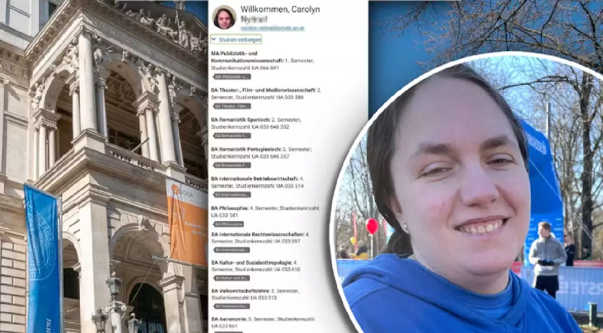 Carolyn este studentă la 14 facultăți, la Universitatea din Viena