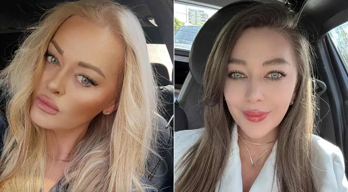 Colaj cu doua tinere, un blonda si un satena
