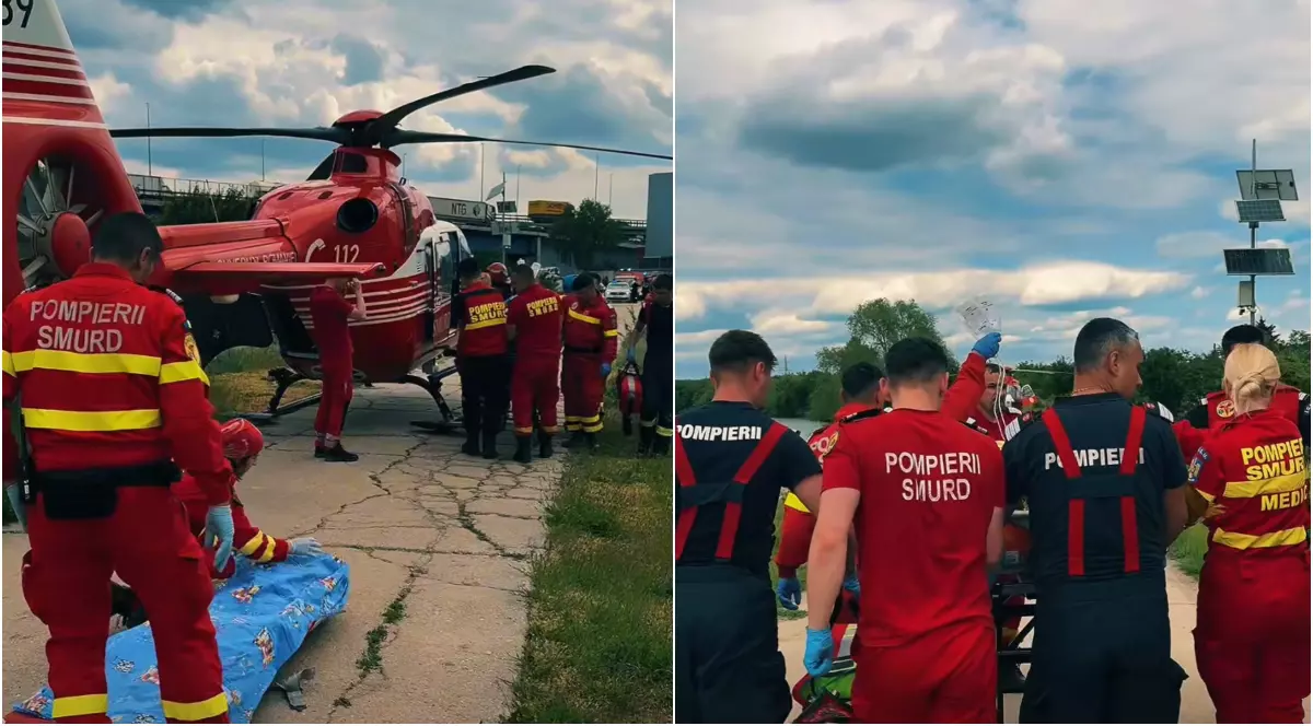 Pompierii smurd, în timupl unei intervenții de salvare.