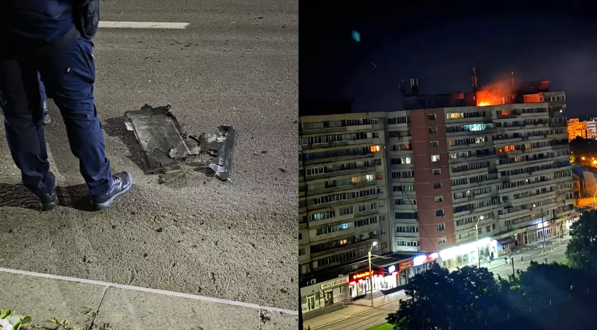 Fragmente drona prabusita bloc galati Incendiu bloc Galați - explozie -drona rusească 29 mai 2026