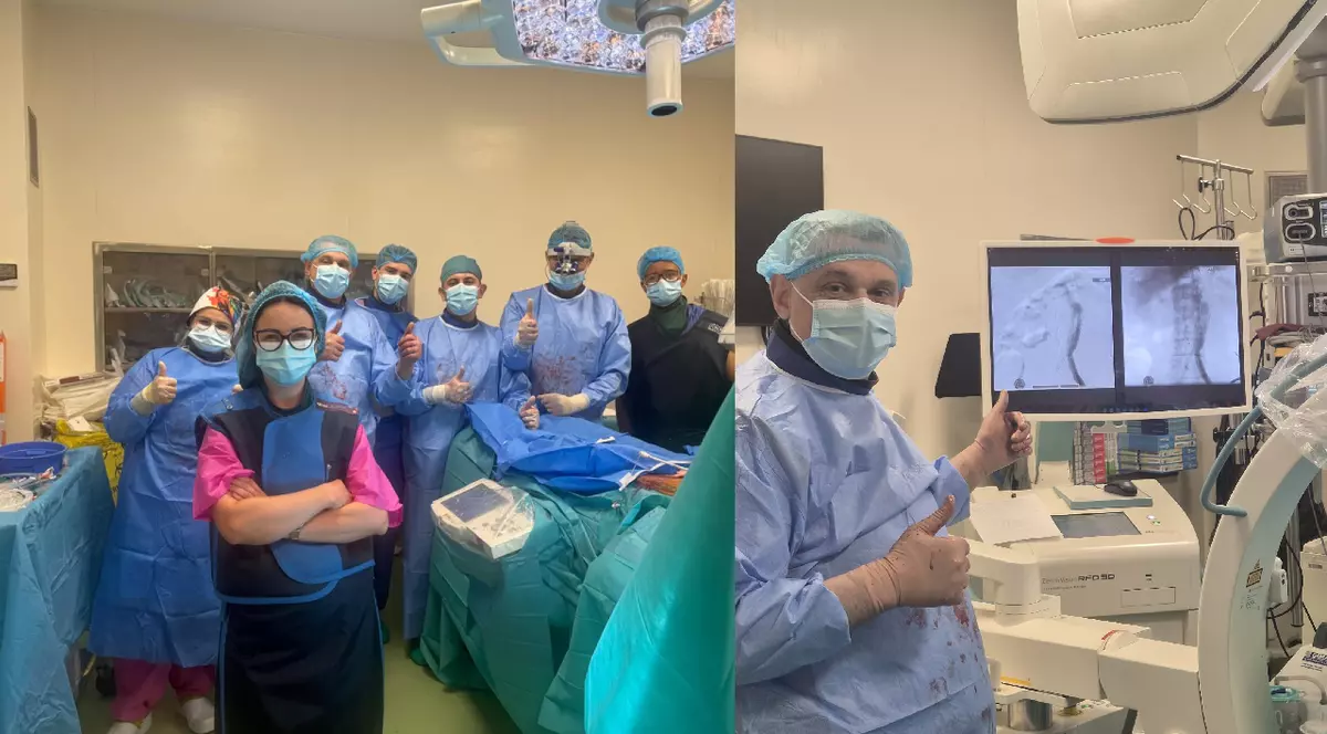 Mai mulți medici in sala de operatie din Spitalul din Timișoara
