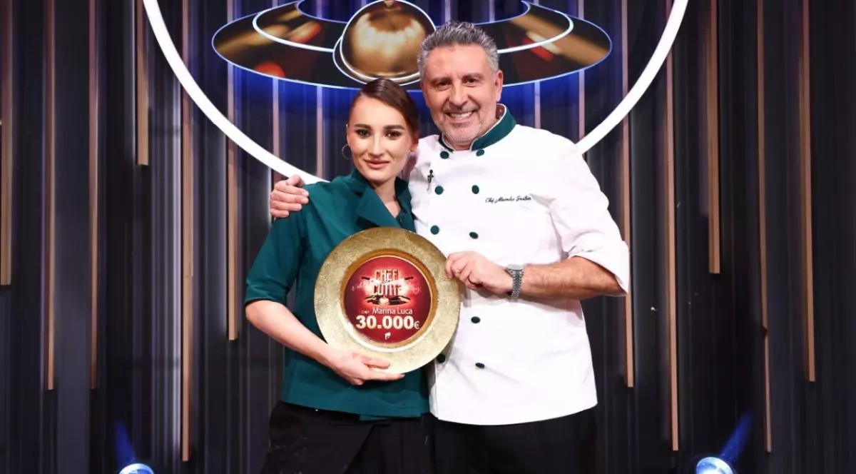 Marina Luca și Alexandru Sautner la „Chefi la cuțite”, emisiune difuzată de Antena 1
