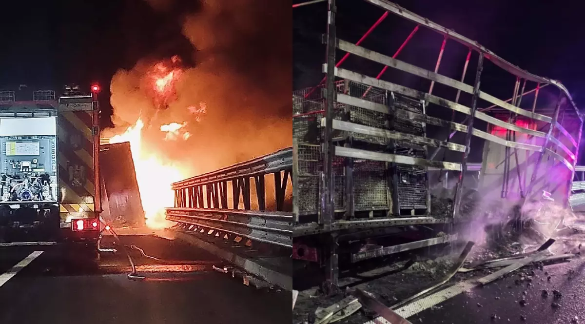 Tir in flacari pe A1 Timis - timisoara Lugoj