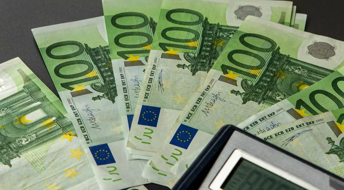 Calculator cu bancnote euro. Foto Profimedia.