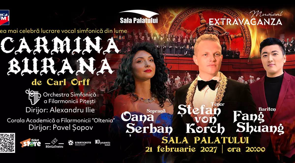 CARMINA BURANA – punere grandioasă în scenă pe 21 februarie 2027 la Sala Palatului, cu tenorul Ştefan von Korch în linia solistică