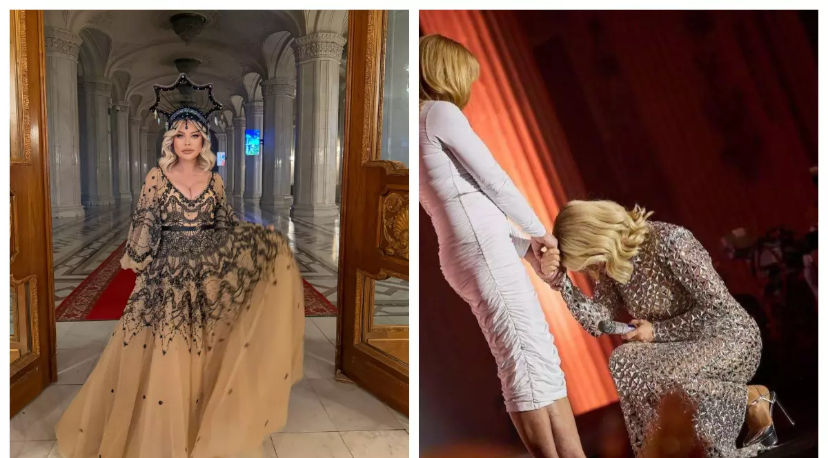 Imagini memorabile cu Loredana Groza și Nadia Comăneci. Artista s-a așezat în genunchi în fața fostei gimnaste „Mă înclin”