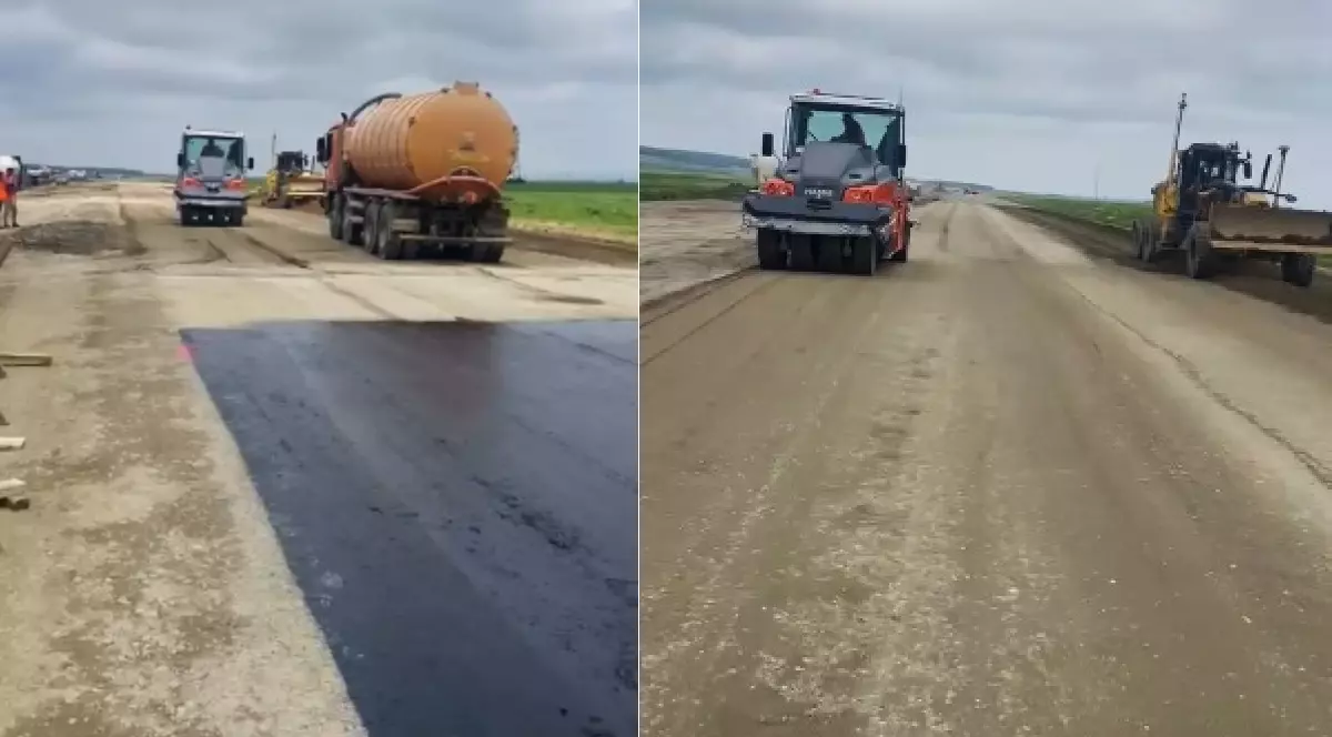 Se toarnă primii kilometri de pe lotul Mircești - Pașcani din județul Iași