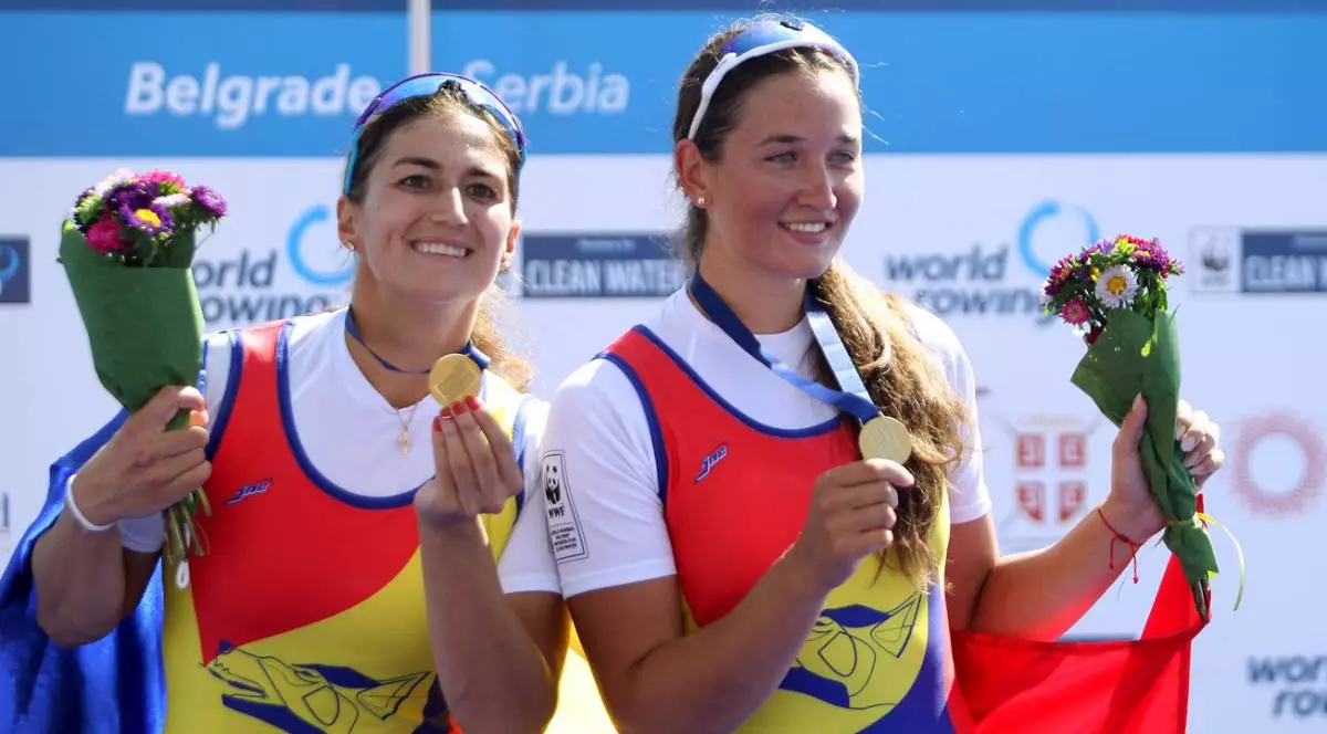 10.09.2023 Belgrad (Serbia) Campionatele Mondiale de canotaj feminin, dublu scull, finală W2x Ancuta Bodnar (S), Simona Radis (R)