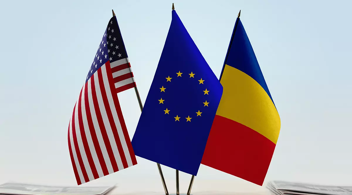 Steagurile SUA, Uniunii Europene și României