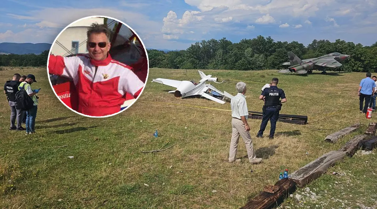 Un colaj cu un pilot si un avion prabusit