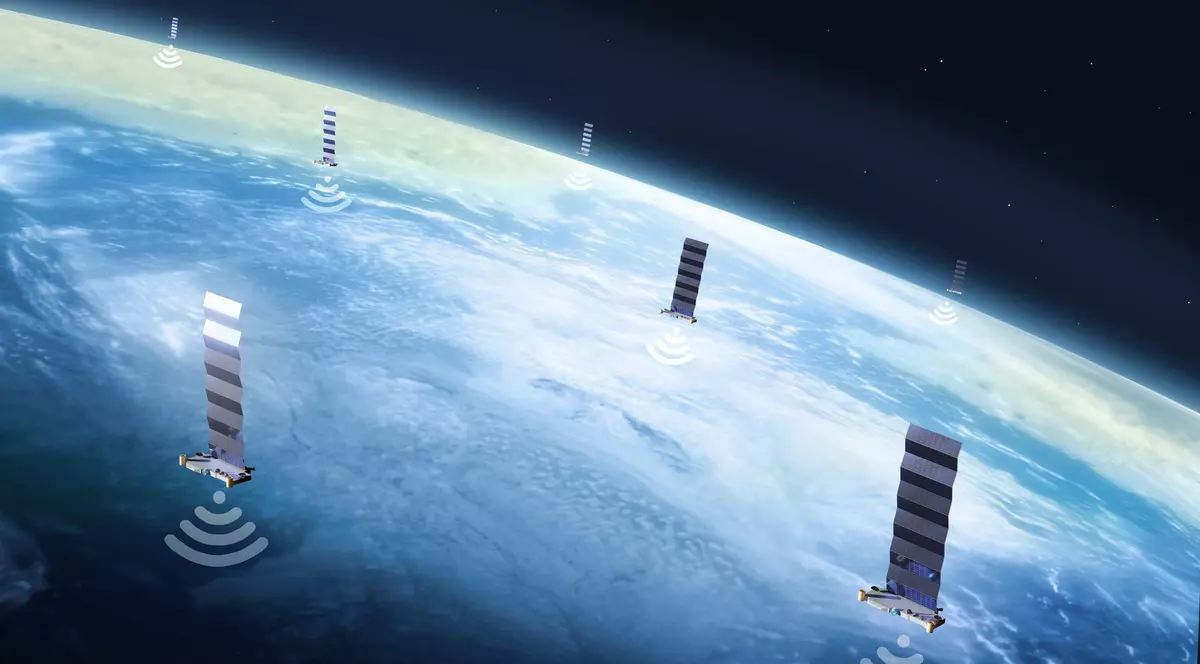 Ilustrație a rețelei de sateliți Starlink Foto: Profimedia