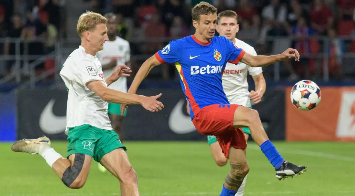 Cisotti (FCSB) în timpul meciului împotriva echipei FK Auda, contând pentru turul al doilea preliminar al UEFA Conference League, pe stadionul Steaua din București, România, la 23 iulie 2026.