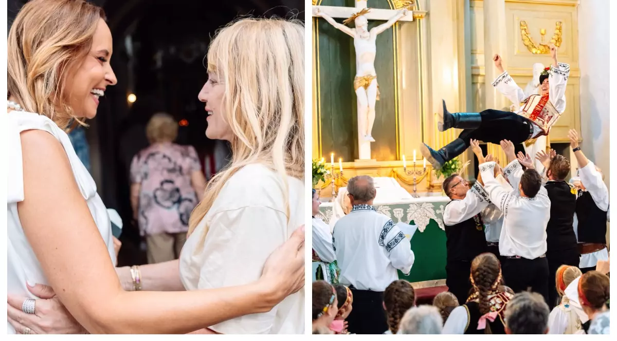 Andreea Marin si Nadia Comaneci la ritualul nuntii sasilor