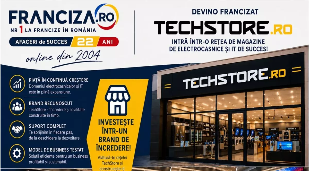 Începe o afacere de succes cu franciza de magazin electrocasnice TECHSTORE