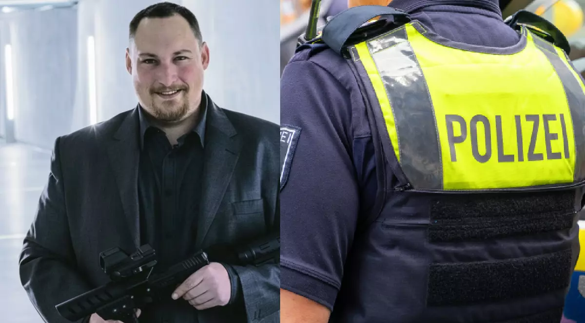 Director Stefan Thumann companie producatoare drone din Germania// Un polițist din Germania cu spatele