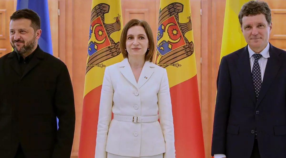 Nicușor Dan, la Chișinău cu Maia Sandu și Volodimir Zelenski. Sursă foto: Profimedia.
