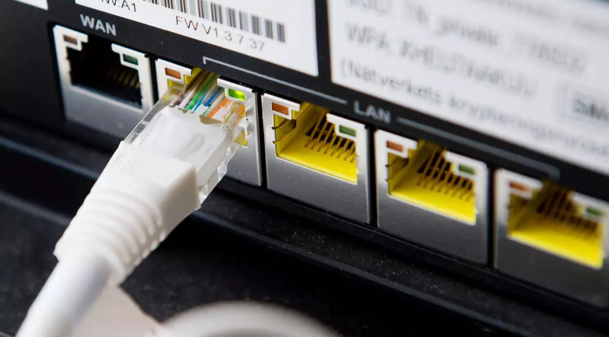 Porturile de intrare de pe spatele unui router.