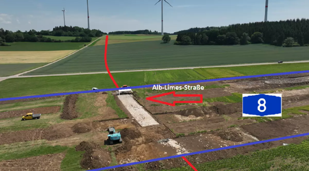 Pe șantierul autostrăzii A8 din sud-vestul Germaniei a fost găsită o rută romană veche de 2000 de ani, cunoscută sub numele de „Drumul Alblimes”