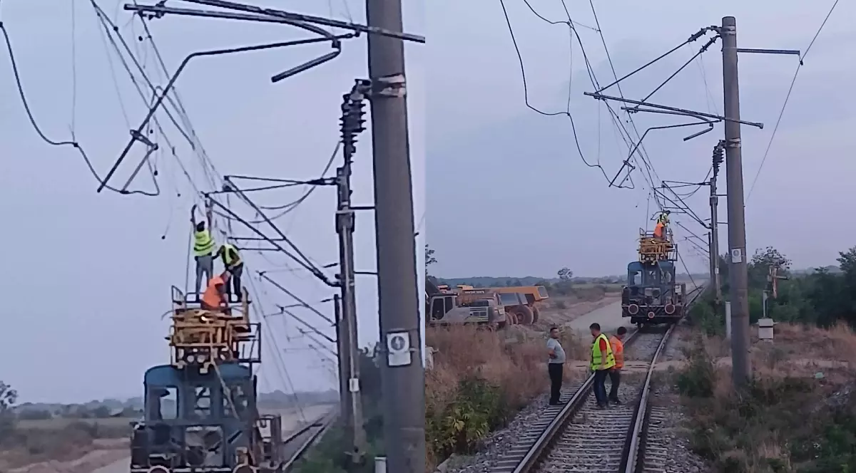 Circulația feroviară pe Magistrala 100 a fost afectată în zona stației Tapia, din județul Timiș, cu ajutorul locomotivelor diesel, după ce un utilaj agricol ar fi rupt linia de contact.