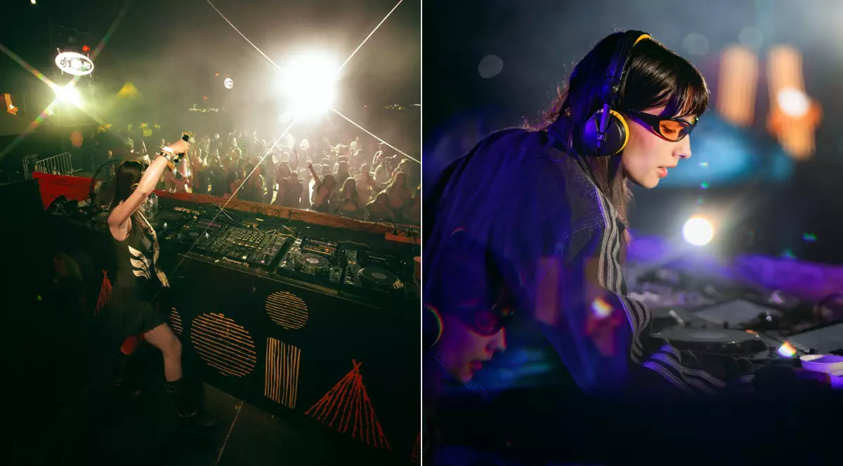 Un colaj cu o tanara dj la un festival