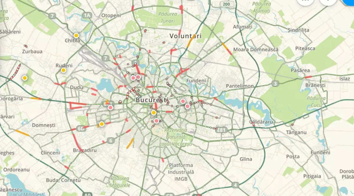 Harta zonelor aglomerate din București, în prima zi de școală