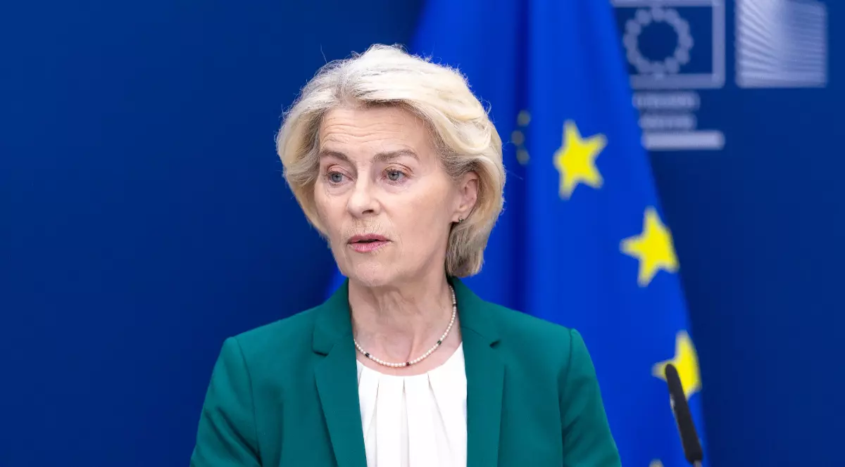 Șefa Comisiei Europene, Ursula von der Leyen, în timpul unui discurs la sediul Parlamentului European
