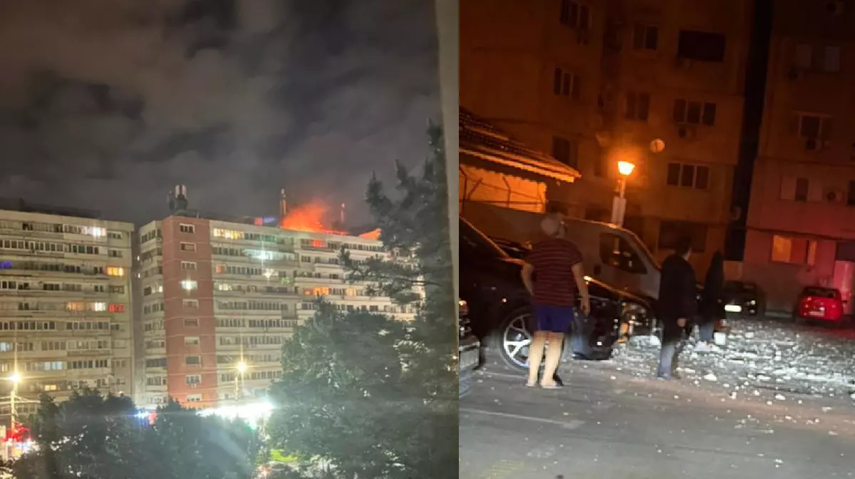 Dronă prăbușită pe un bloc din Galați