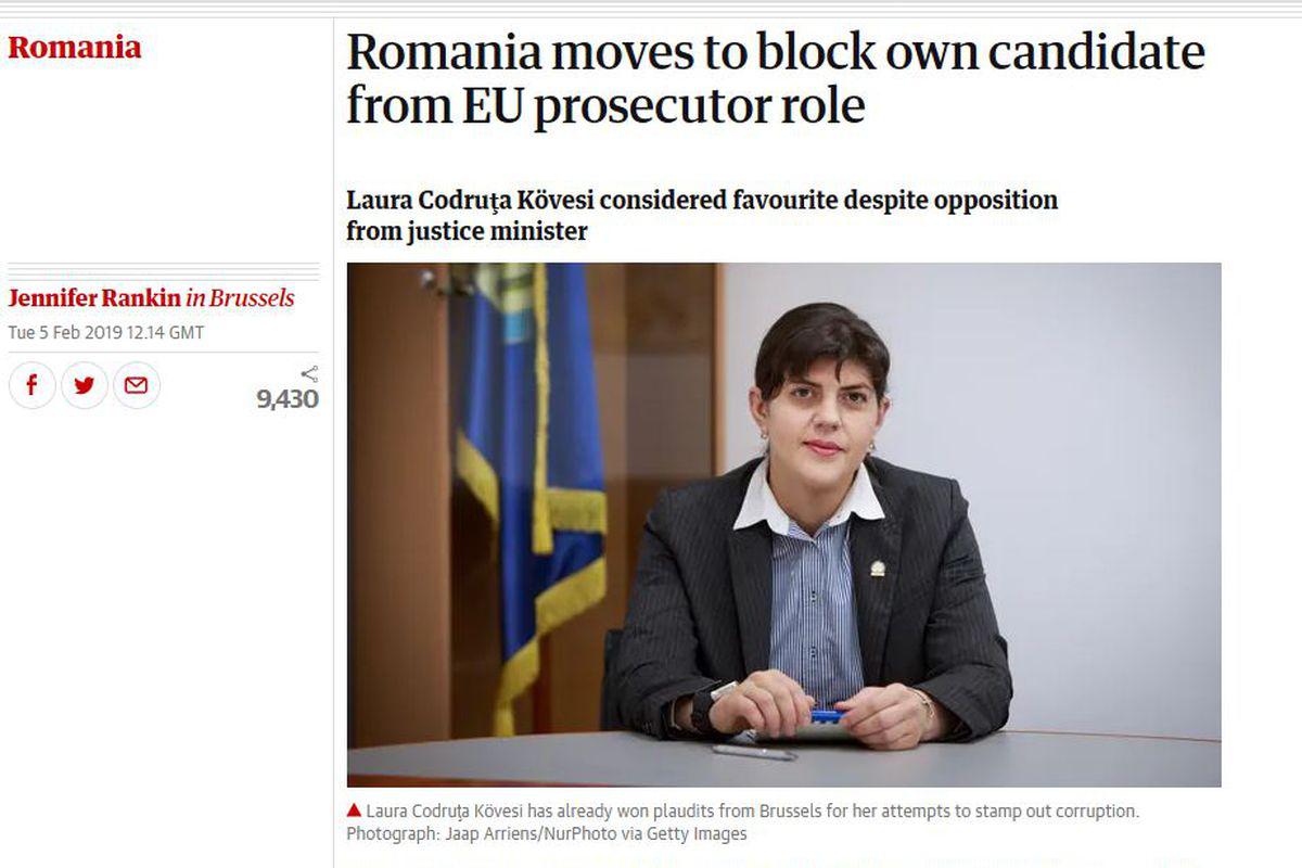 The Guardian Romania Iși Sabotează Propriul Candidat Laura Codruța Kovesi Libertatea